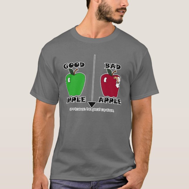 Camiseta buena manzana del malo de la manzana (Anverso)