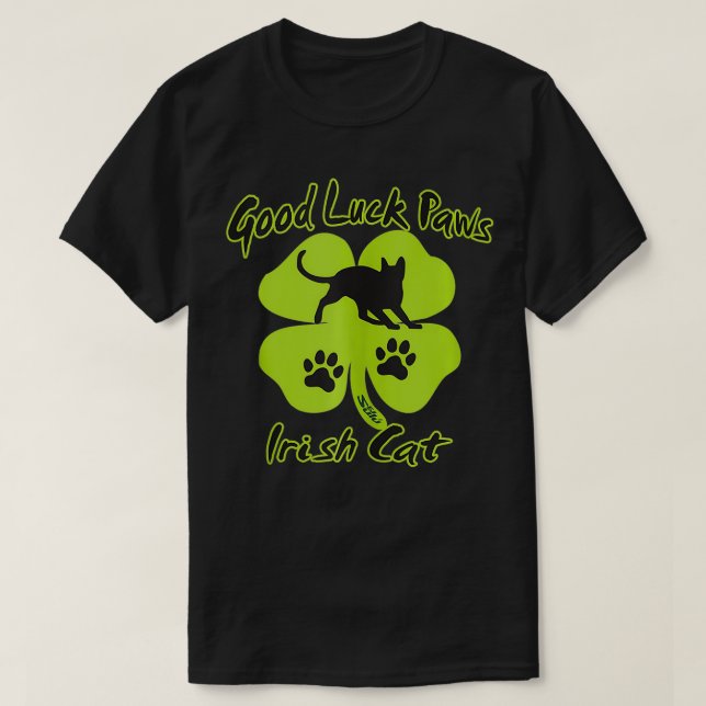 Camiseta BUENA OTRA SUERTE, GATO IRLANDÉS PAWS St Patrick's (Diseño del anverso)