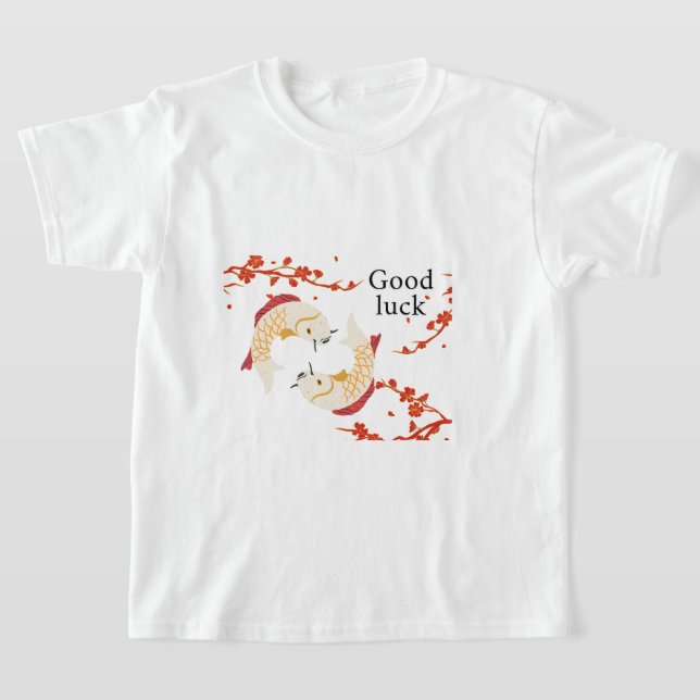Camiseta Buena suerte de pescado Koi con Sakura | Japonés e (Distribución)