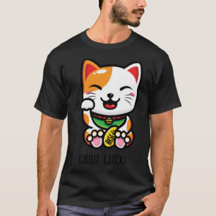 Camiseta Buena suerte Maneki Neko japonés Encantador Gato K