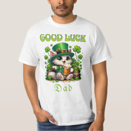 Camiseta Buena suerte papá Shamrock gato de cerveza de San 