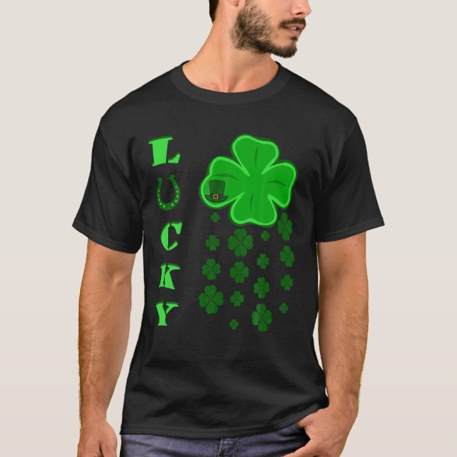 Camiseta BUENA SUERTE Shamrock Clover Leaf Irish Happy St.  (Anverso)