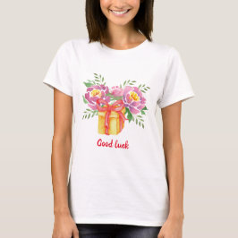 Camiseta Buena suerte Watercolor peonies Cute