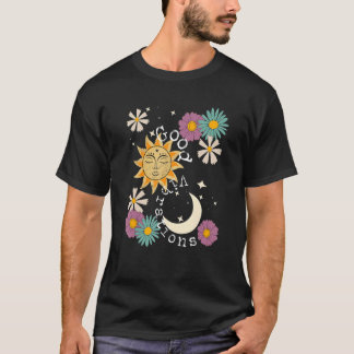Camiseta Buena Vibración Cuta Boho Sun Moon Flores Energía 
