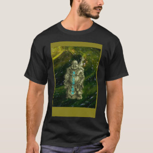 Camiseta buena vida y prosperidad riéndose del buda en el e
