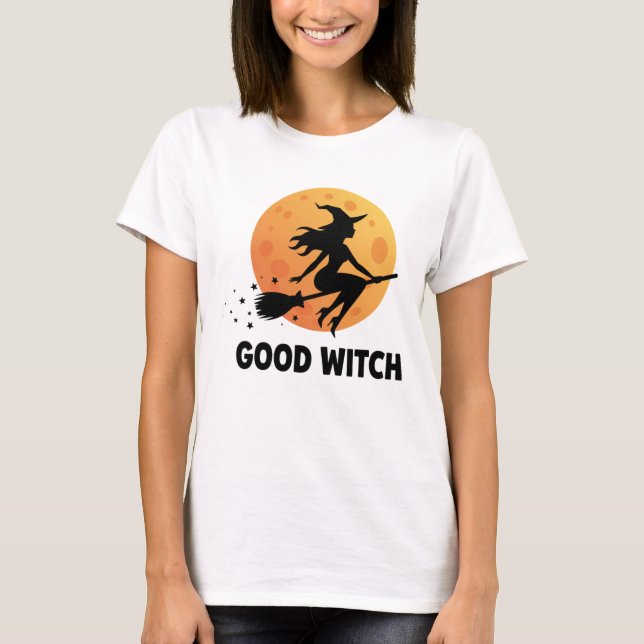 Camiseta Buenas Brujas Flying Moon Silhouette Halloween mod (Anverso)