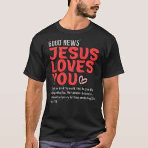 Camiseta Buenas noticias Jesús te ama mensaje cristiano Bib