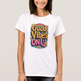 Camiseta Buenas Vibraciones Arcoíris Retro Positivo