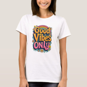 Camiseta Buenas Vibraciones Arcoíris Retro Positivo