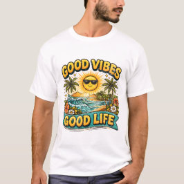 Camiseta Buenas Vibraciones Buena Vida Arte de Playa Tropic