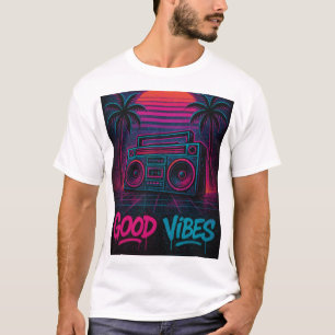 Camiseta Buenas Vibraciones Mural de Grafiti Synthwave Neón