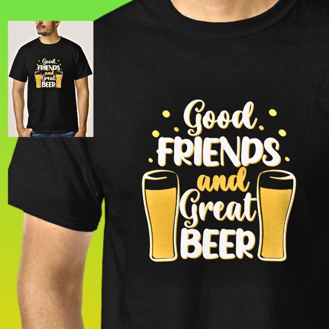 Camiseta Buenos amigos y cerveza, anteojos de cerveza en ne (Subido por el creador)