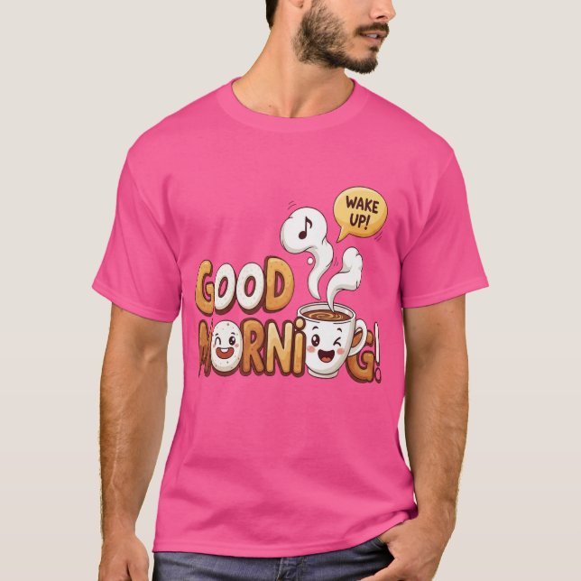 Camiseta Buenos días café y Bagel - Despierta Personalizado (Anverso)