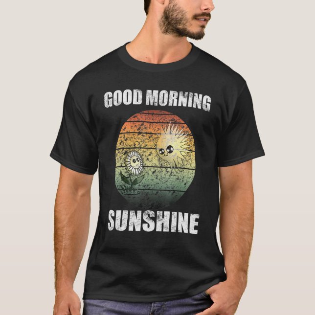 Camiseta Buenos Días De Sol Con Flor Y Descanso De Sol. (Anverso)