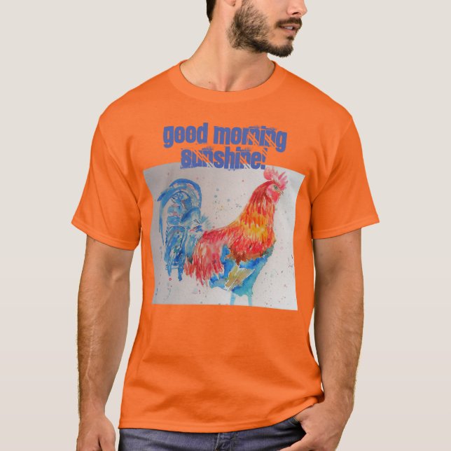 Camiseta Buenos días Sunshine T Shirt rojo gallina gallo (Anverso)