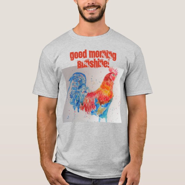 Camiseta Buenos días Sunshine T Shirt rojo gallina gallo (Anverso)