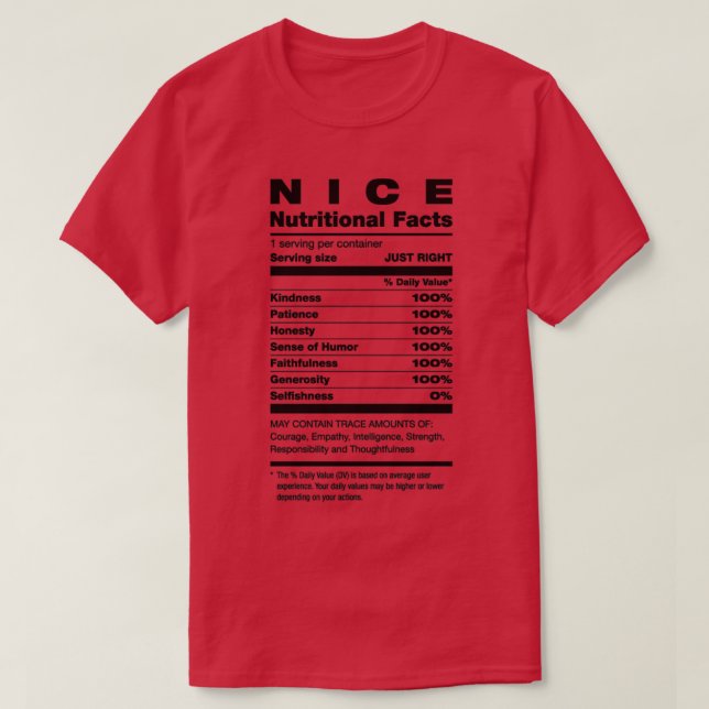 Camiseta Buenos Navidades de Ingredientes de Hechos Nutrici (Diseño del anverso)
