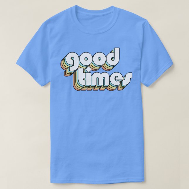 Camiseta Buenos tiempos retro tipografía arcoiris estilo de (Diseño del anverso)