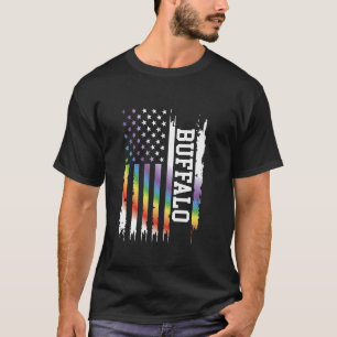 Camiseta Búfalo Arcoiris con bandera de Estados Unidos