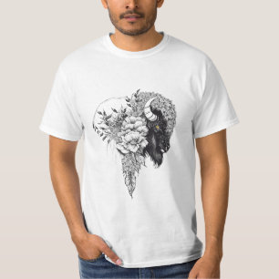Camiseta Búfalo Bison Wild Animal Nature Ilustracion Arte