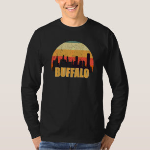 Camiseta Búfalo City Skyline Silhouette Sunset I Love Buff