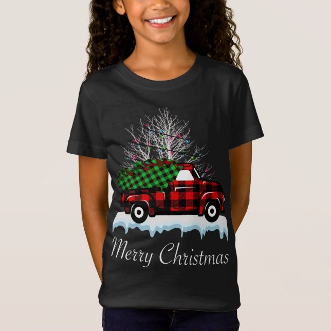 Camiseta Búfalo de árbol de Navidad Truco Rojo Pajama Xmas (Anverso)