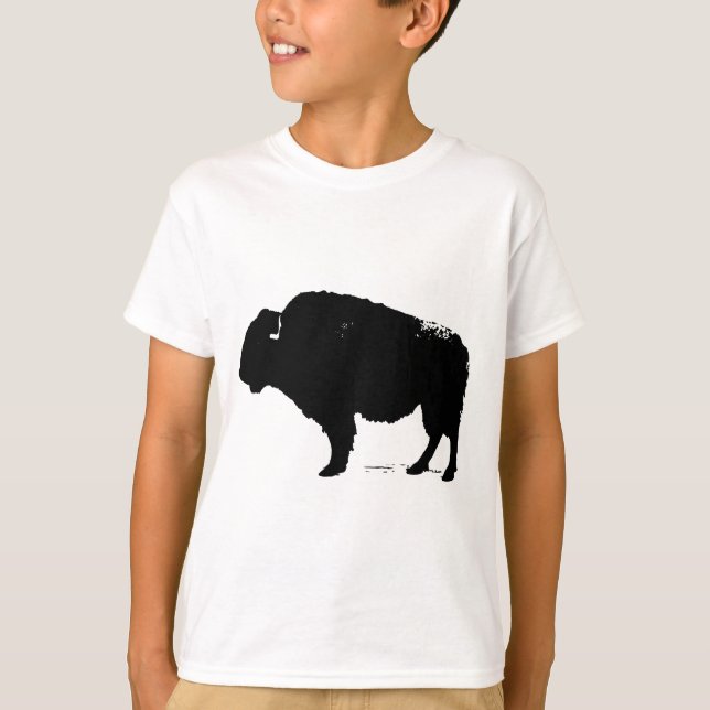 Camiseta Búfalo de arte pop negro y blanco (Anverso)