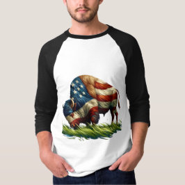 Camiseta Búfalo de bandera estadounidense