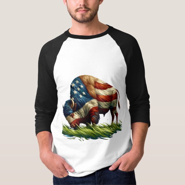 Camiseta Búfalo de bandera estadounidense (Anverso)