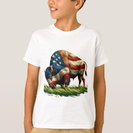 Camiseta Búfalo de bandera estadounidense