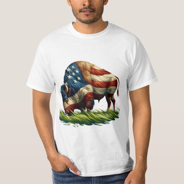 Camiseta Búfalo de bandera estadounidense (Anverso)