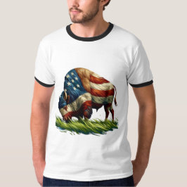 Camiseta Búfalo de bandera estadounidense