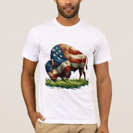 Camiseta Búfalo de bandera estadounidense