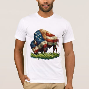 Camiseta Búfalo de bandera estadounidense