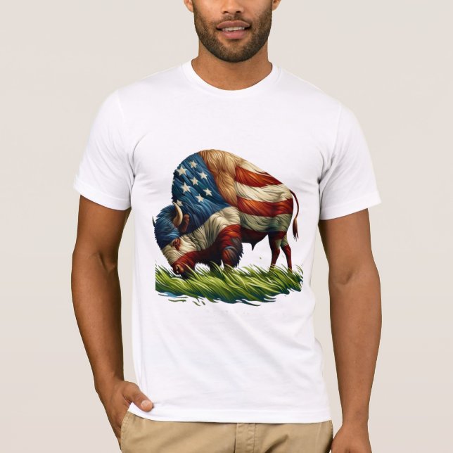 Camiseta Búfalo de bandera estadounidense (Anverso)