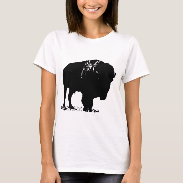 Camiseta Búfalo de Bison Black & White Pop Art (Anverso)
