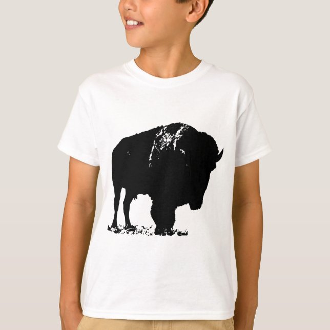 Camiseta Búfalo de Bison Black & White Pop Art (Anverso)