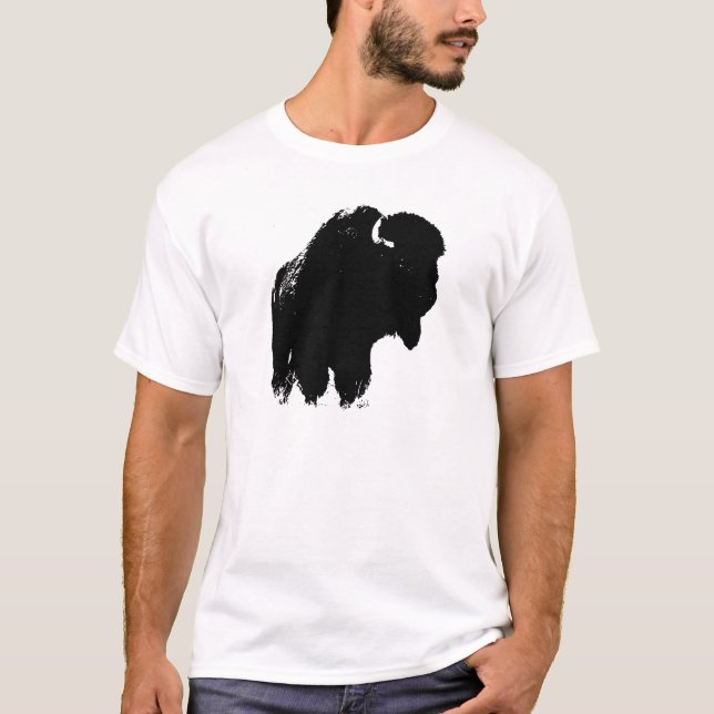 Camiseta Búfalo de Bison Black & White Pop Art (Anverso)
