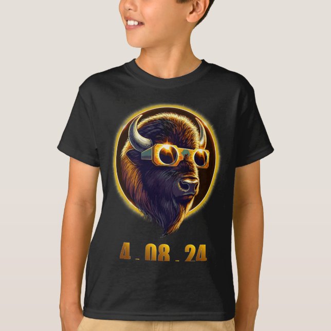 Camiseta Búfalo de Bison con eclipse solar de 2024 (Anverso)