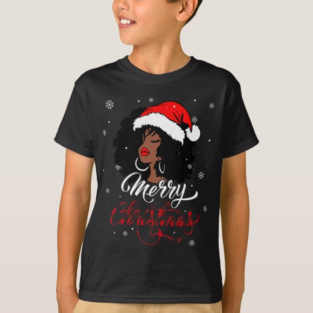 Camiseta Búfalo de navidad de amarre colocado en Santa Afro (Anverso)