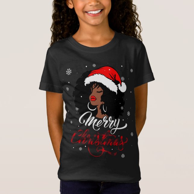 Camiseta Búfalo de navidad de amarre colocado en Santa Afro (Anverso)