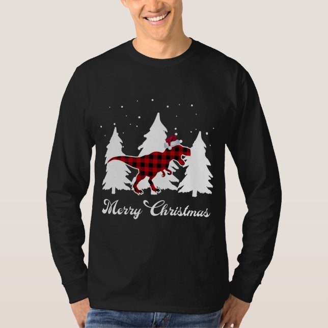Camiseta Búfalo de navidad dorado dinosaurio Santa Trex (Anverso)