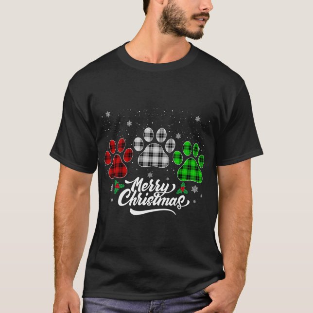 Camiseta Búfalo de navidad dorado Perro verde blanco rojo (Anverso)