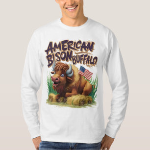 Camiseta Búfalo de venado estadounidense con bandera estado