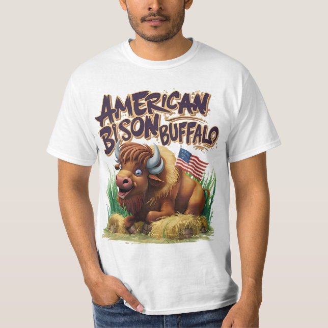 Camiseta Búfalo de venado estadounidense con bandera estado (Anverso)