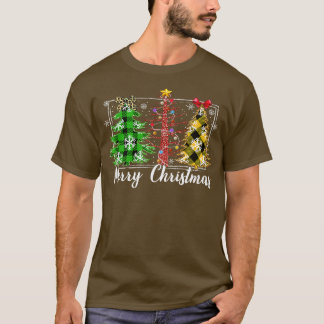 Camiseta Búfalo del árbol de navidad con luz verde roja par