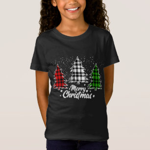 Camiseta Búfalo del árbol de Navidad Plantado Verde Blanco 