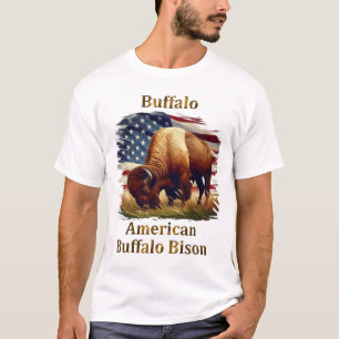 Camiseta Búfalo frente a la bandera estadounidense