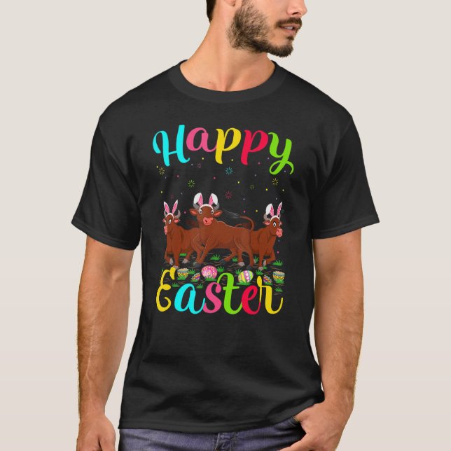 Camiseta Búfalo gracioso Huevo de Pascua Bunny Búfalo Feliz (Anverso)