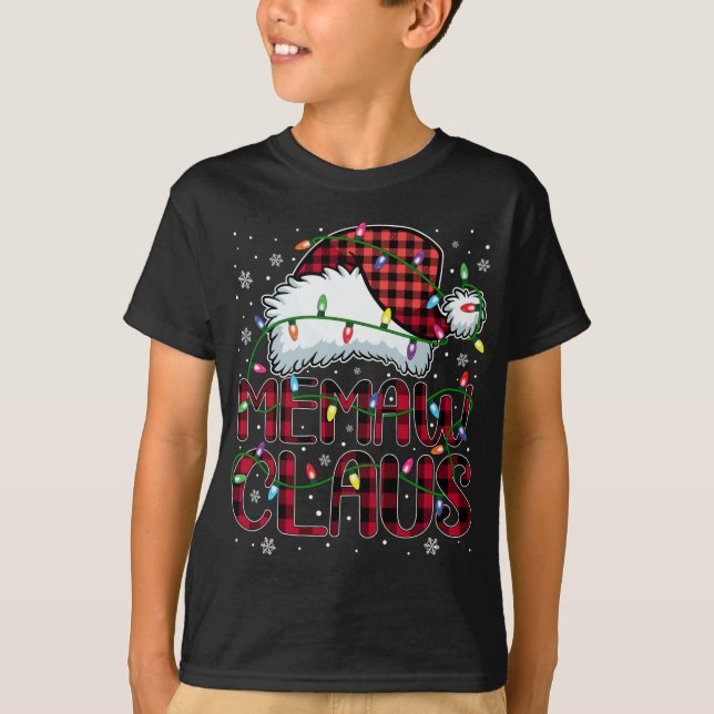 Camiseta Búfalo navideño vestido rojo Santa Hat Memaw (Anverso)